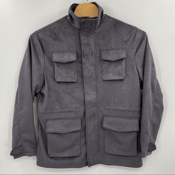 Robert Graham Men's Dark Gray Button Zip Soft Shell Field Jacket - Picture 2 of 5